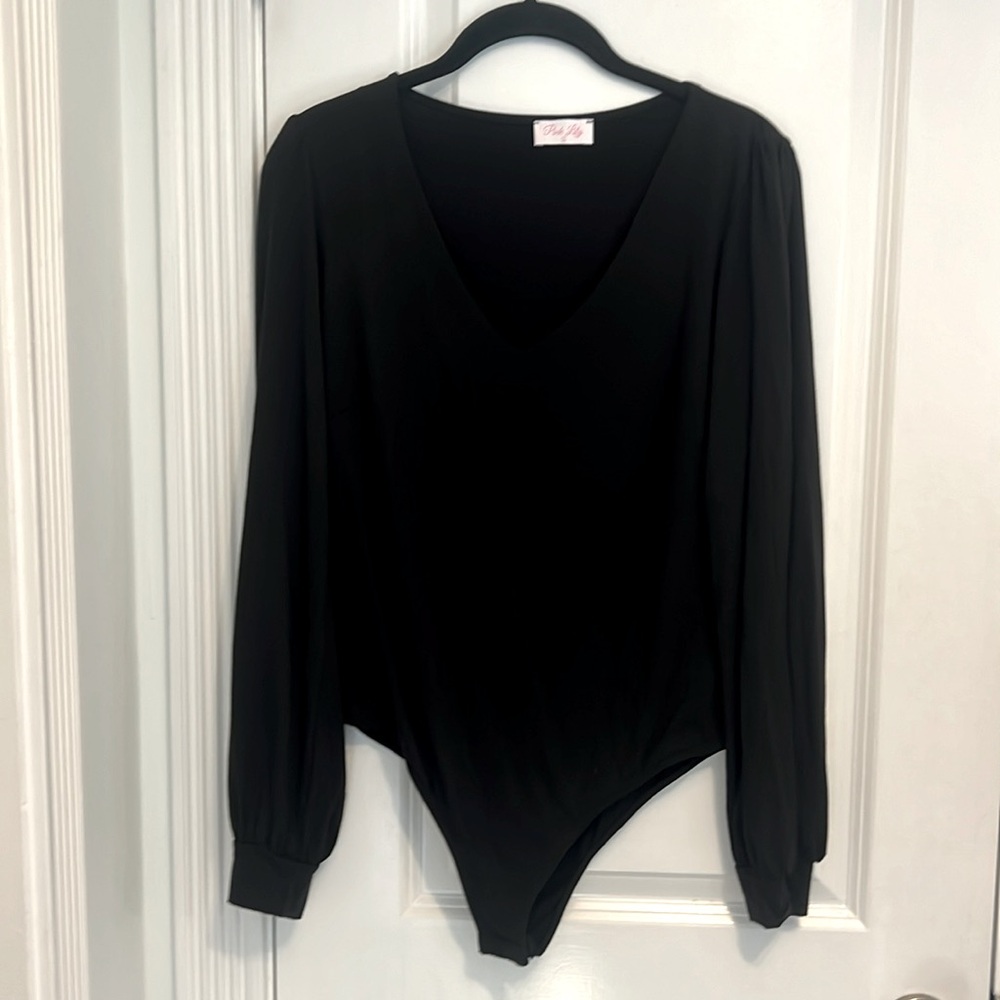 Women’s Black Pink Lily bodysuit. Size L